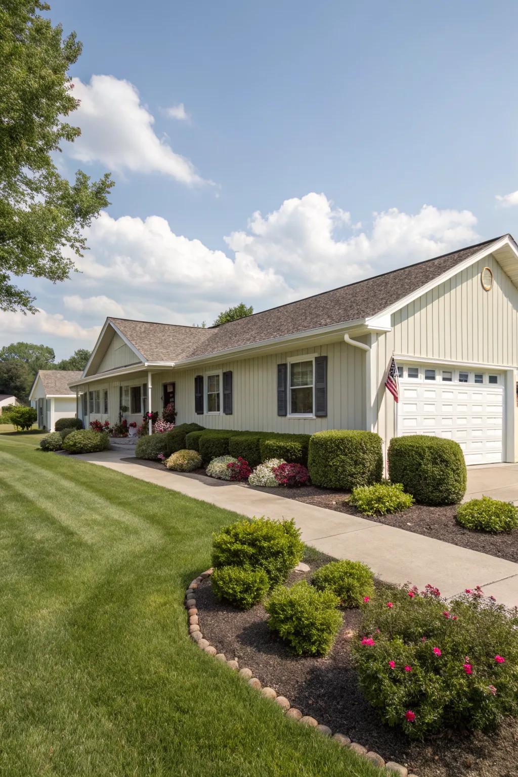 Fiberboard siding provides smooth and elegant simplicity.