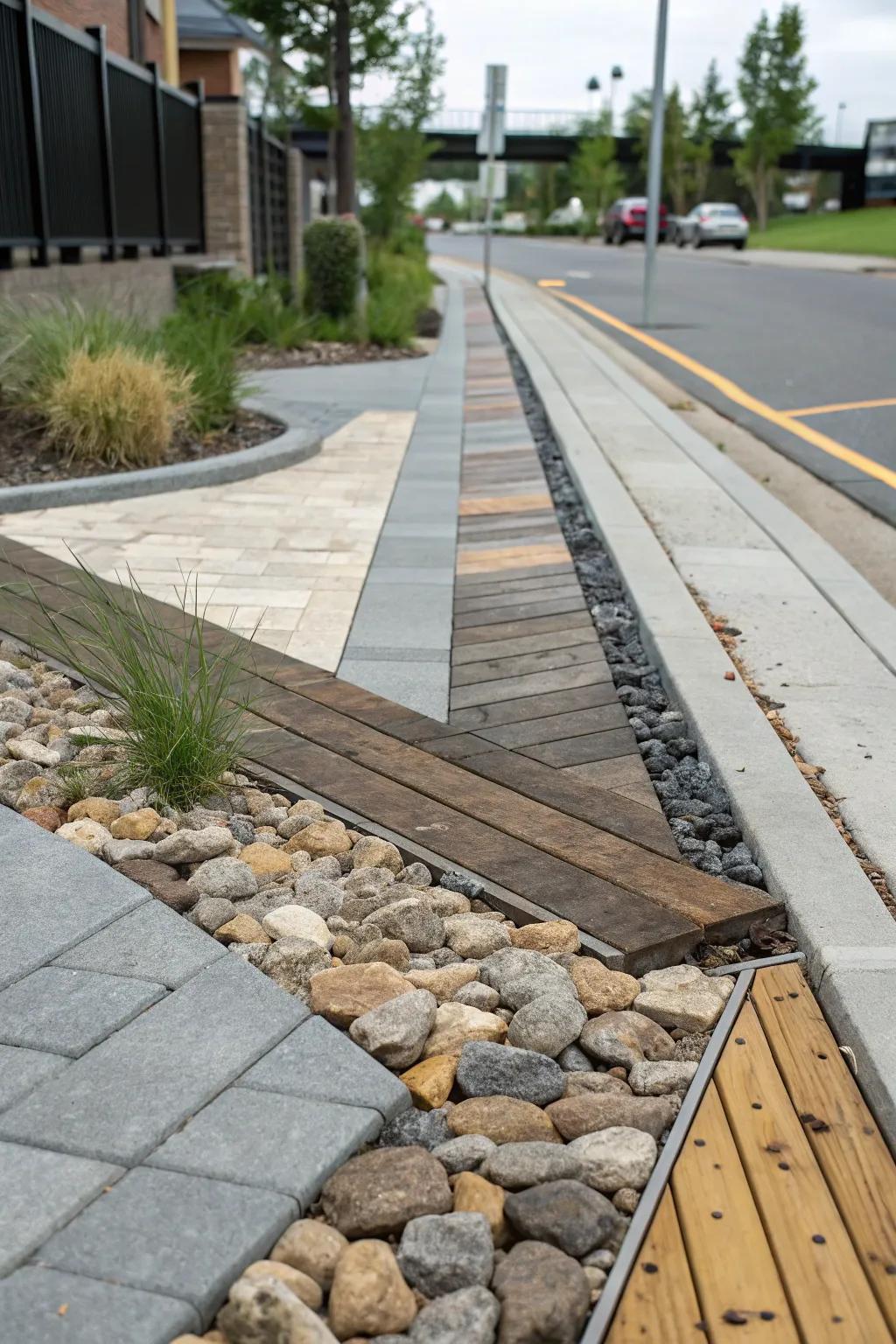 Mixed materials create a unique edge.