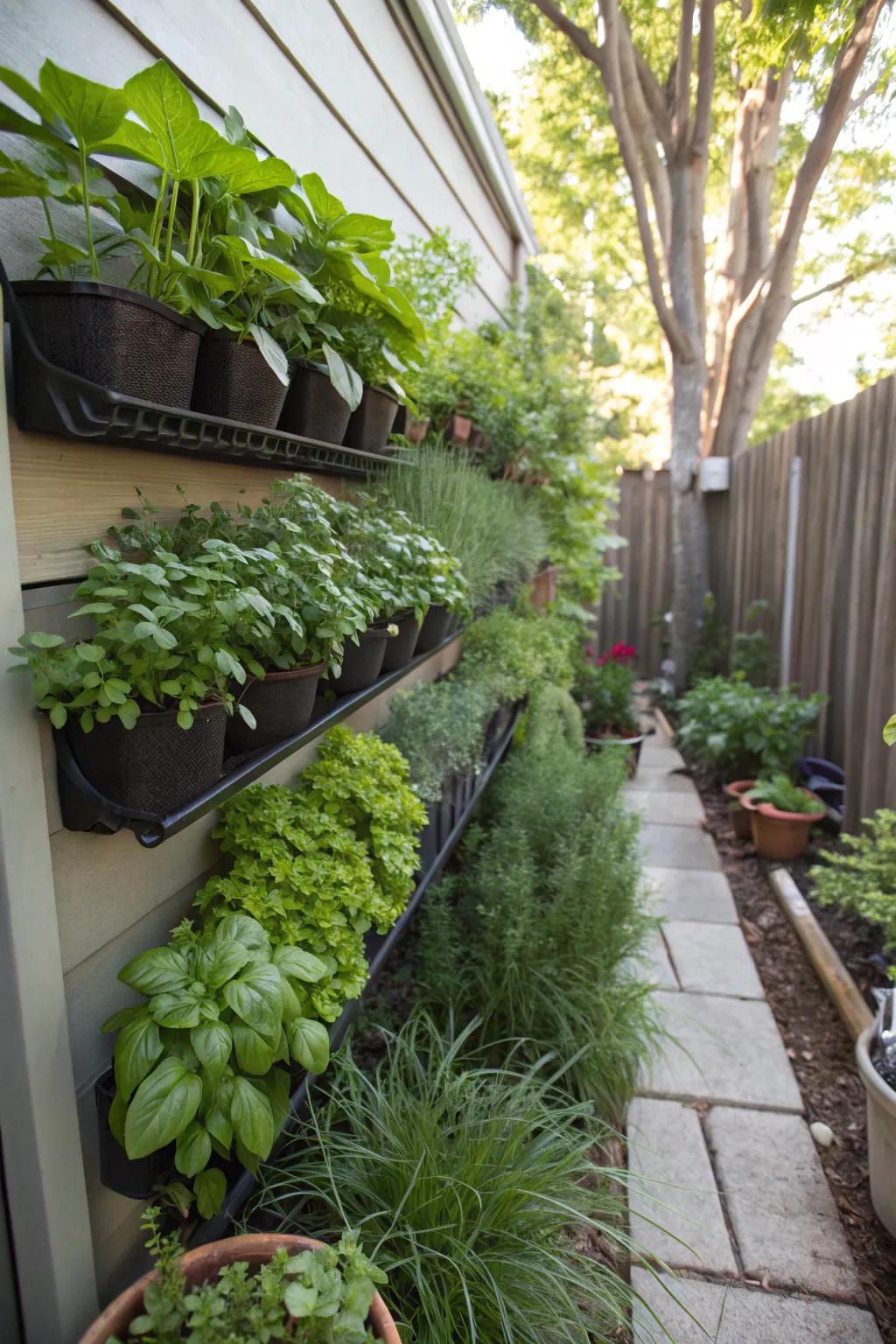 A vertical herb garden providing fresh flavors in a compact space.