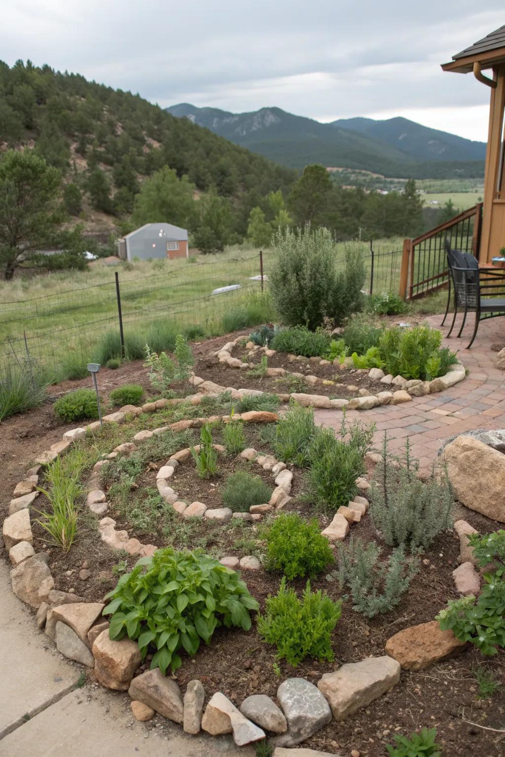 An herb spiral is a functional and attractive addition to any garden.