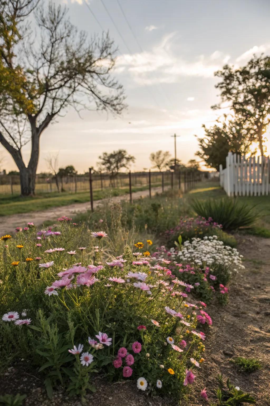 A mini wildflower patch adds natural beauty to a small garden.