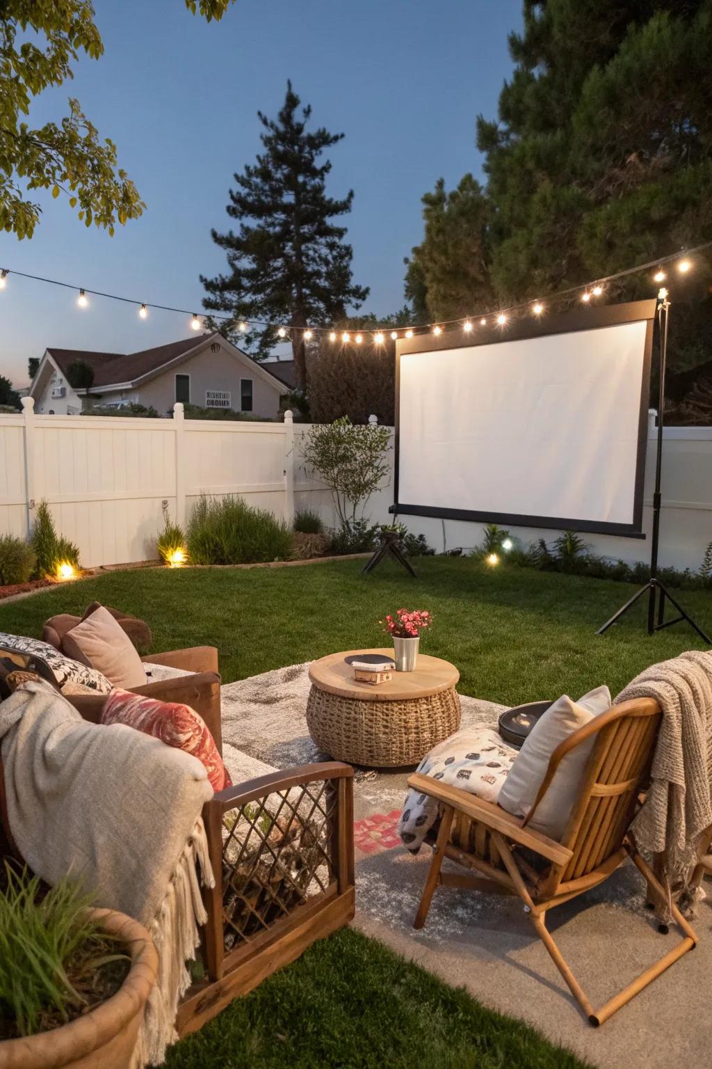 An outdoor movie night adds a unique twist to the celebration.