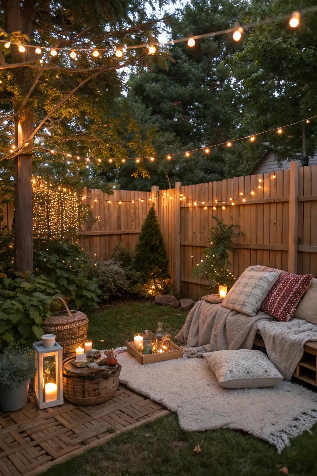 Seasonal lighting keeps your backyard fresh and festive.