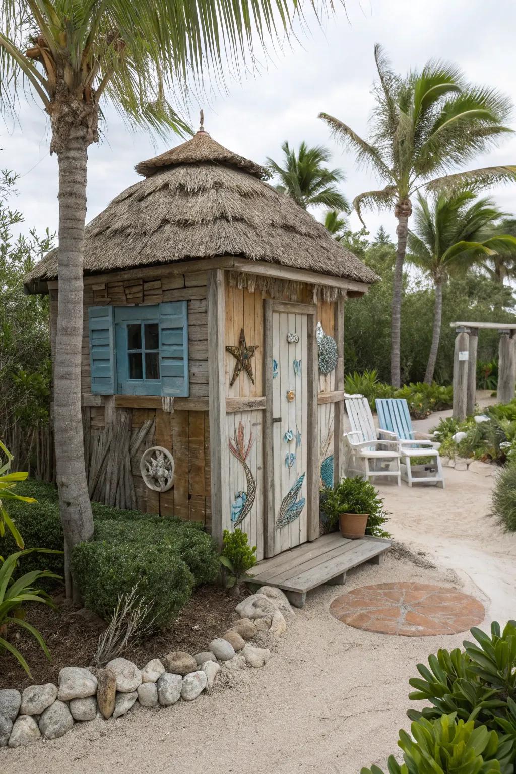 Enjoy tranquility in a seaside garden cabana.
