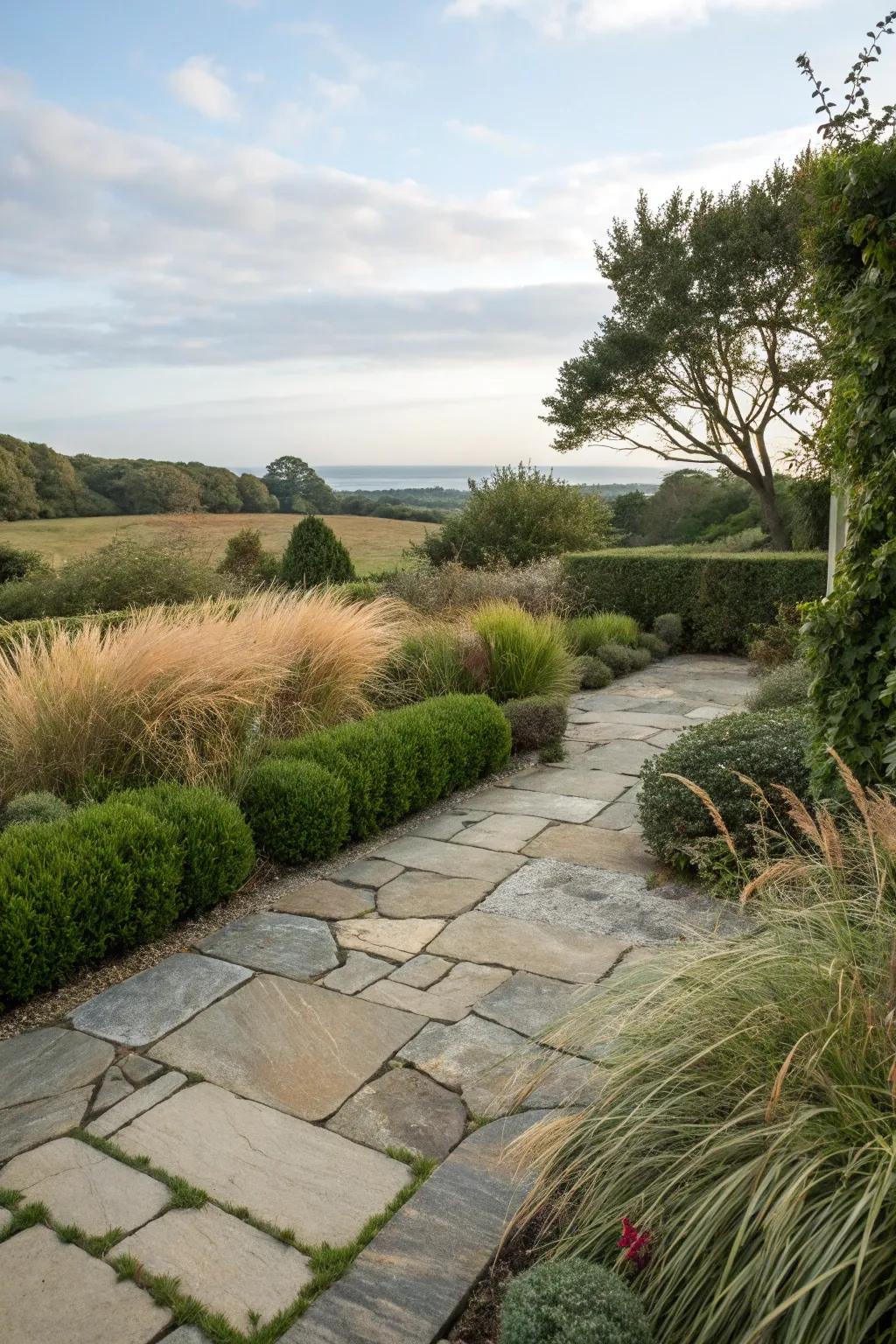 Natural boundaries provide privacy while maintaining an open feel.