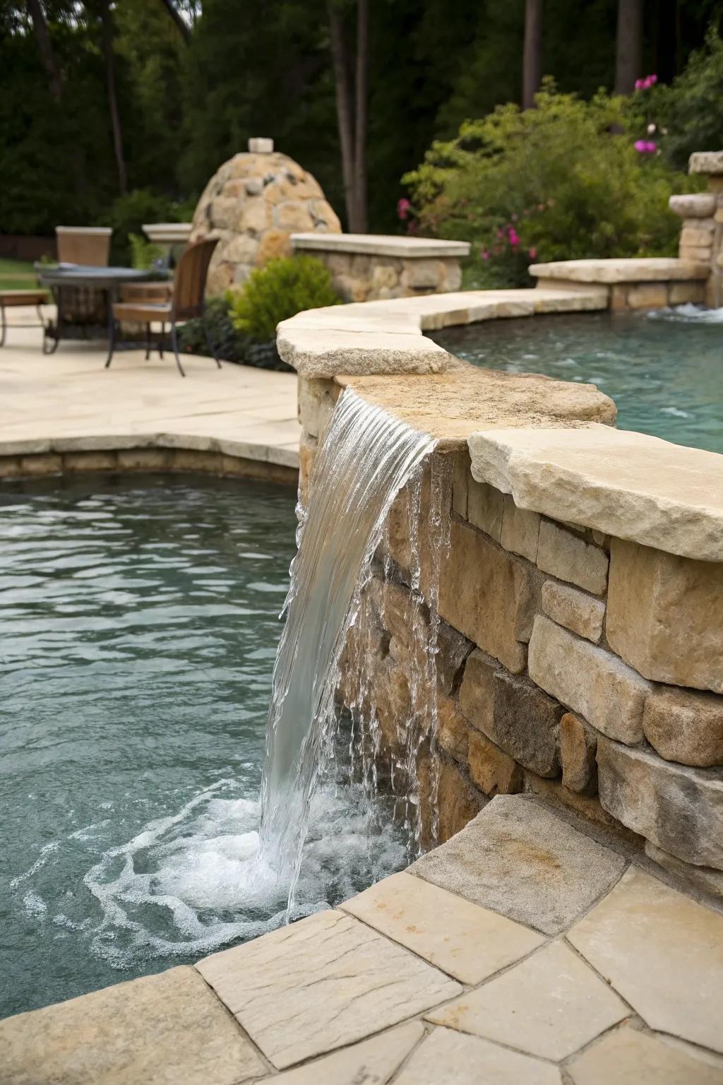 Limestone spillways offer elegance and timeless beauty.