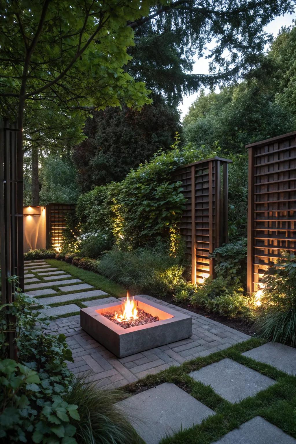 Privacy screens offer an intimate setting for your fire pit.
