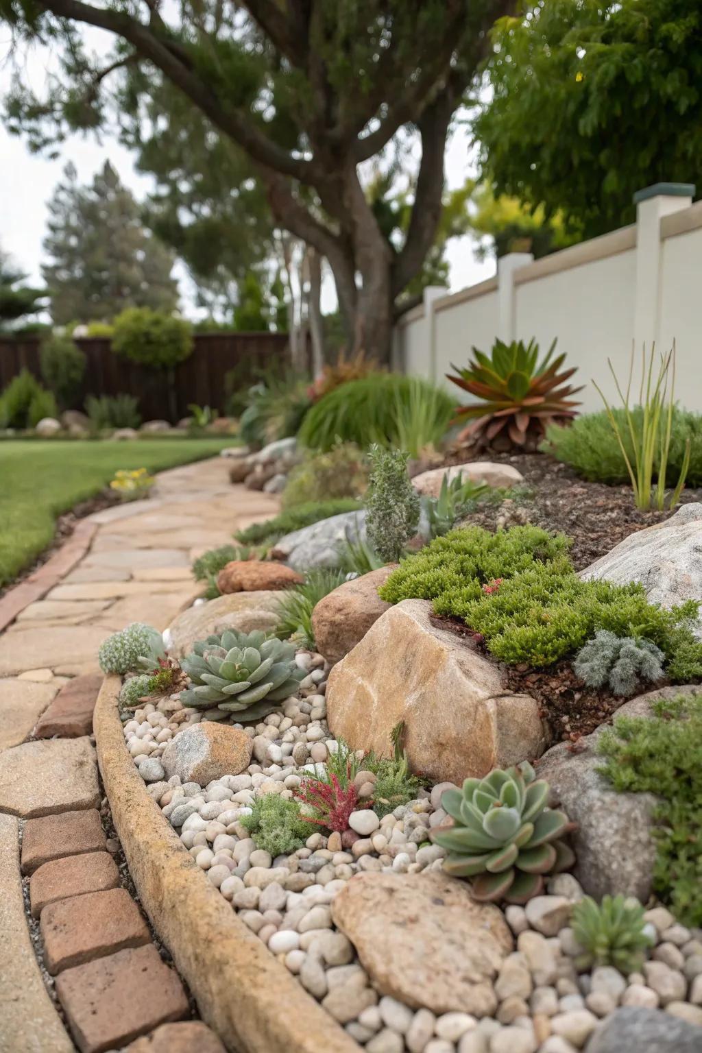 Mini rock gardens add whimsy to garden borders.