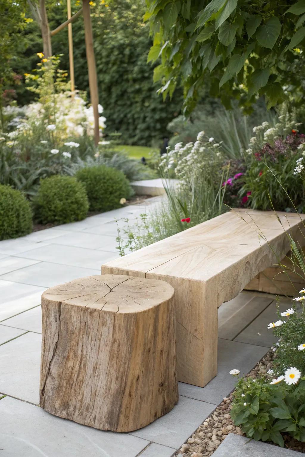 Embrace understated elegance with a modern minimalist stump bench.