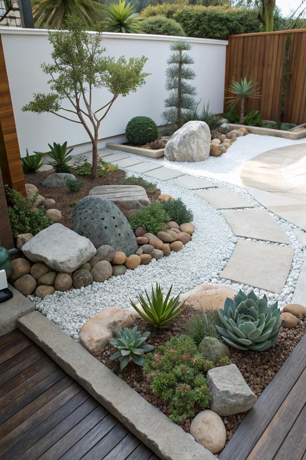 Zen gardens with succulents offer simplicity and peace