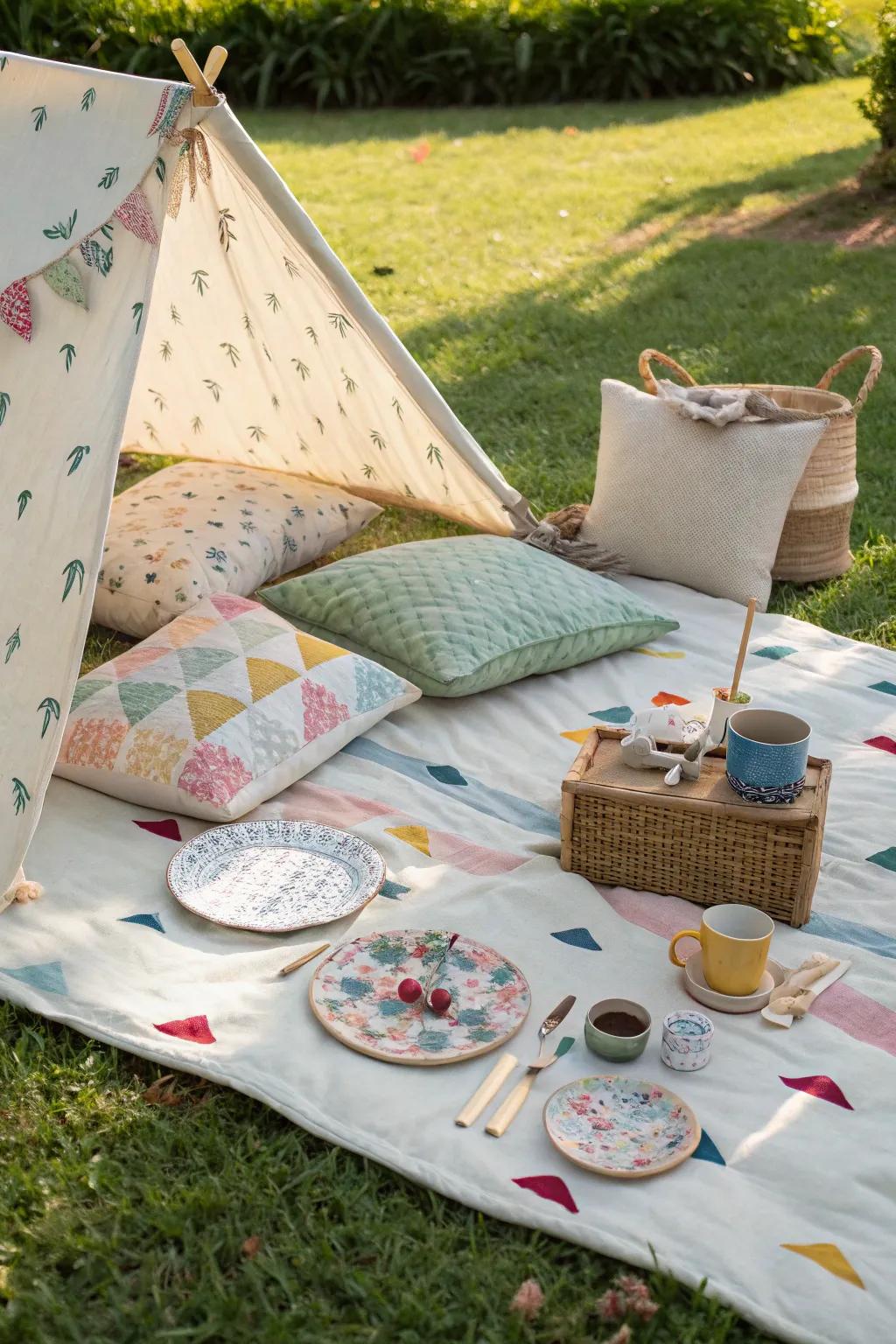 Canvas tarpaulins provide a quick and easy temporary patio base