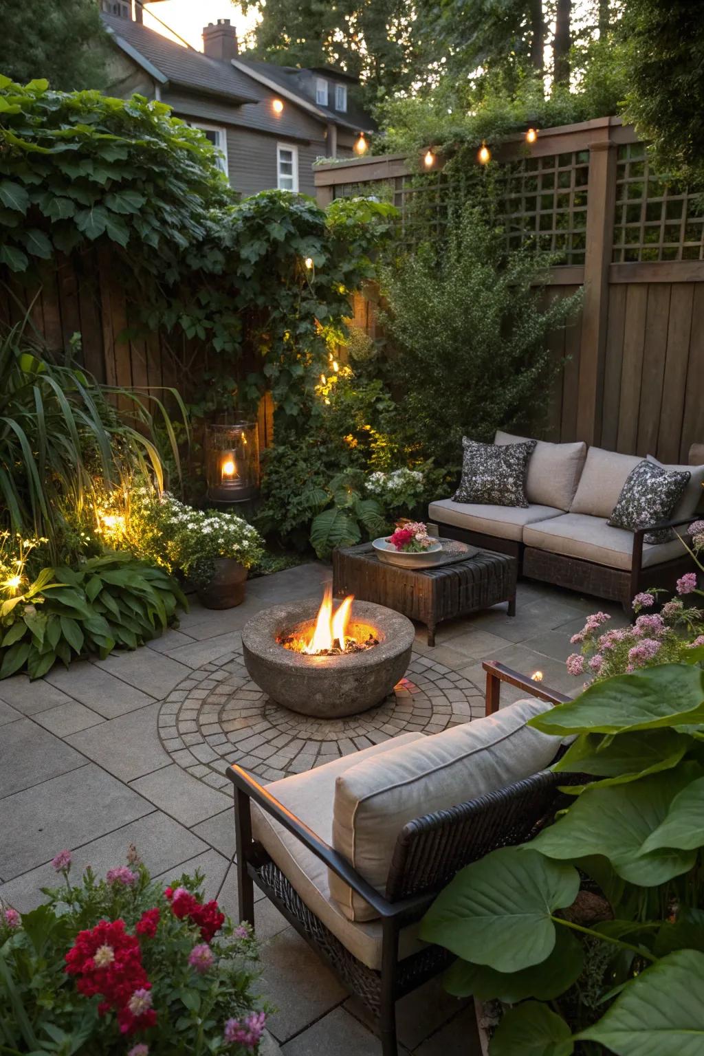 A portable fire pit adds warmth and charm to your terrace gatherings.