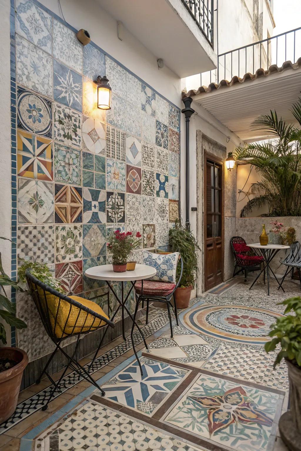Craft a unique space by mixing and matching tile styles.