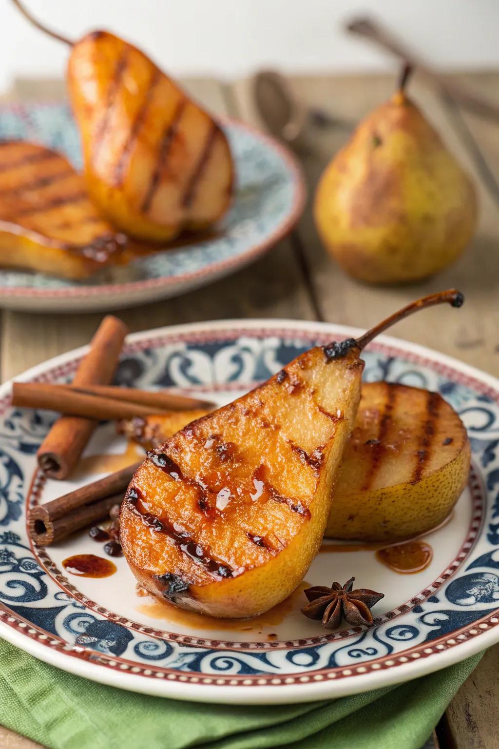 Gourmet spiced grilled pears for a sweet touch.