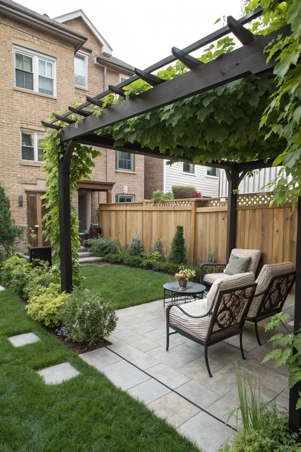 A pergola adds architectural interest and provides a charming focal point.