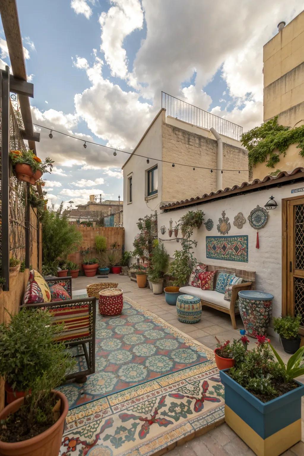 Eclectic style brings personality and creativity to the courtyard.