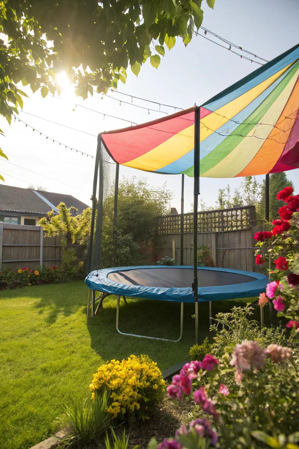 Stay cool and stylish with a trampoline shade sail.
