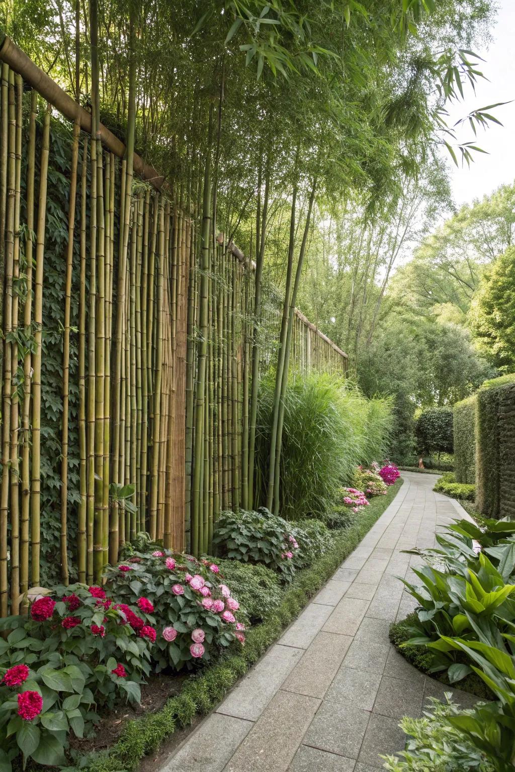 A bamboo privacy screen adding elegance and seclusion.