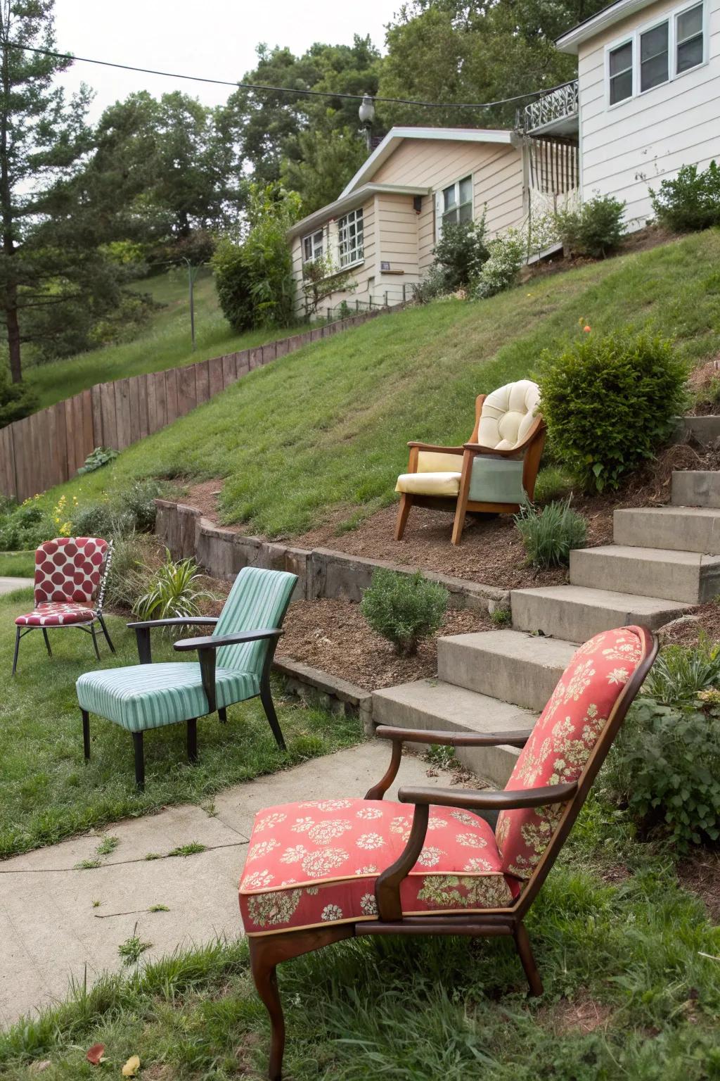 Retrofitted chairs offer versatile seating.