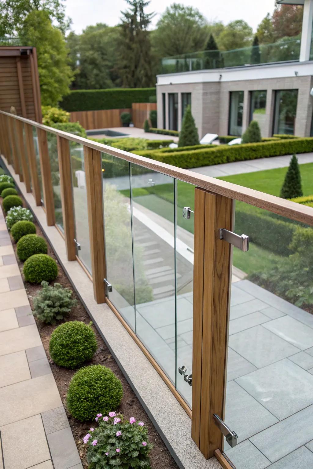Glass inserts bring a modern edge to vertical fences.