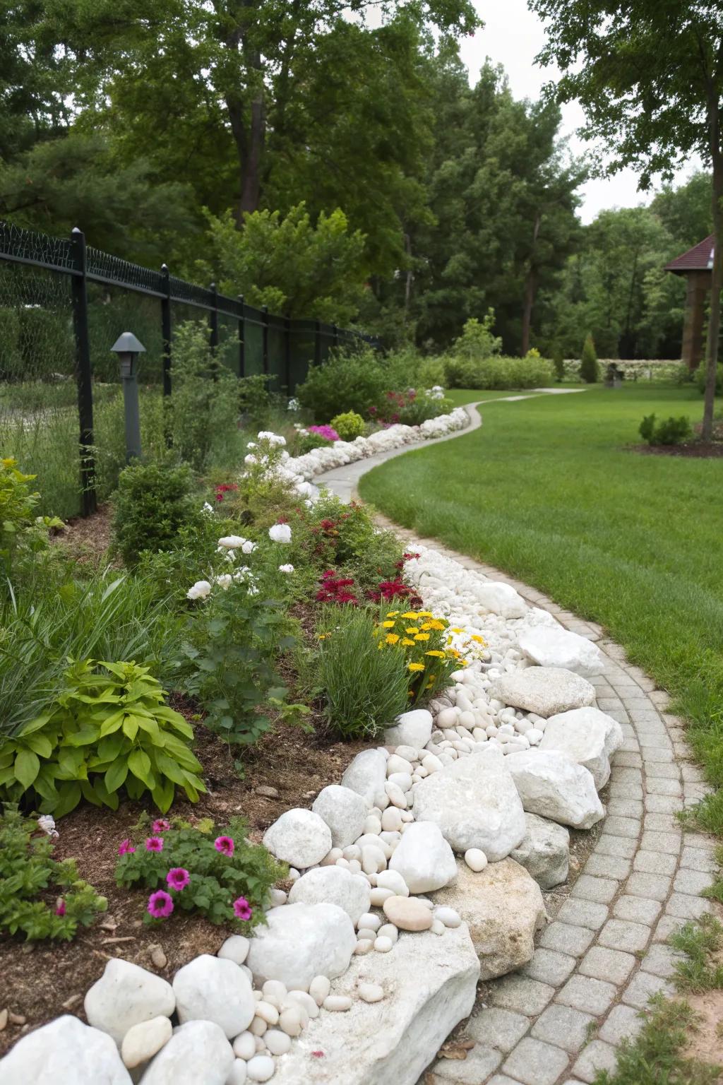 Combine function and style with marble rock drainage.
