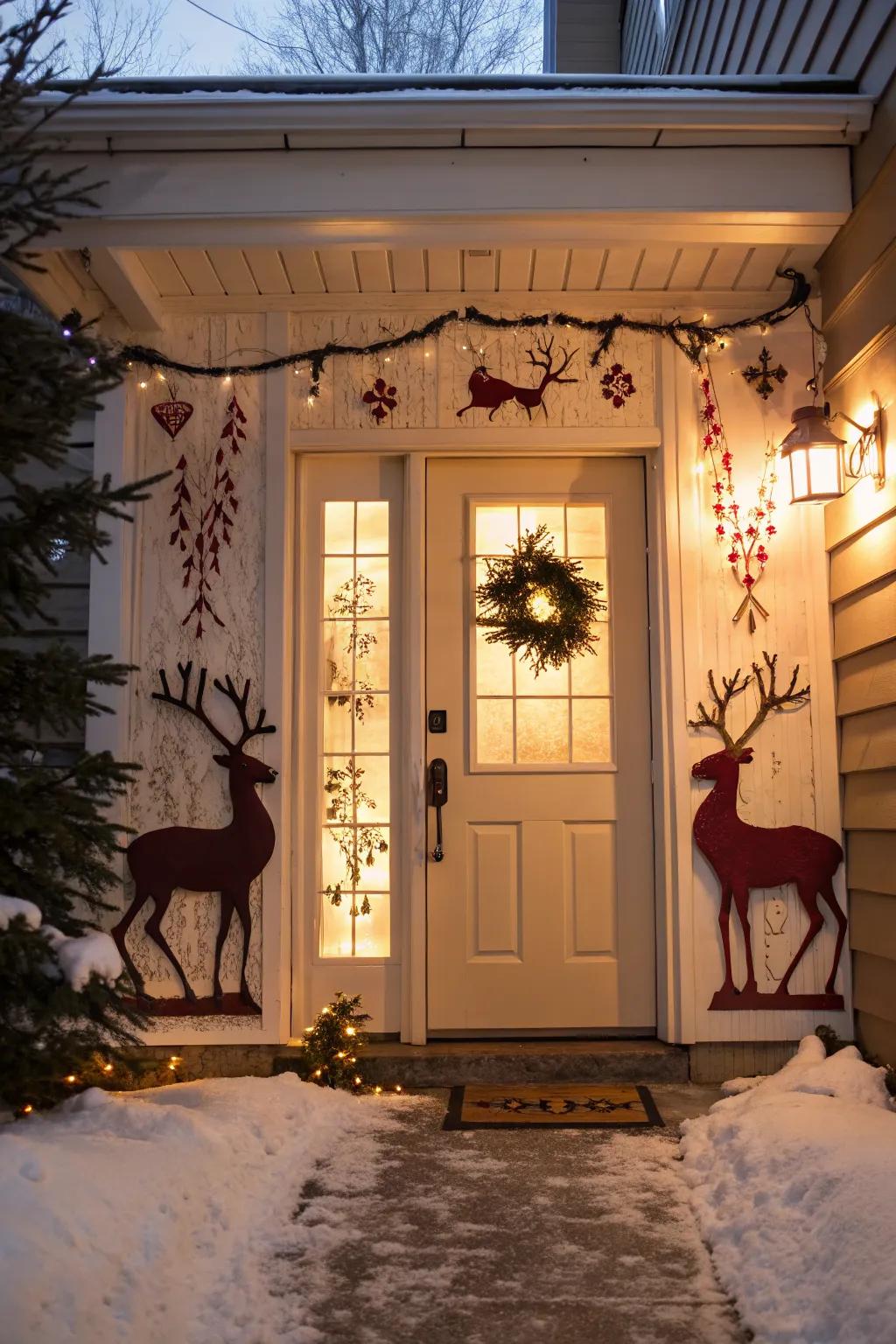 Add a touch of reindeer joy to your entrance.