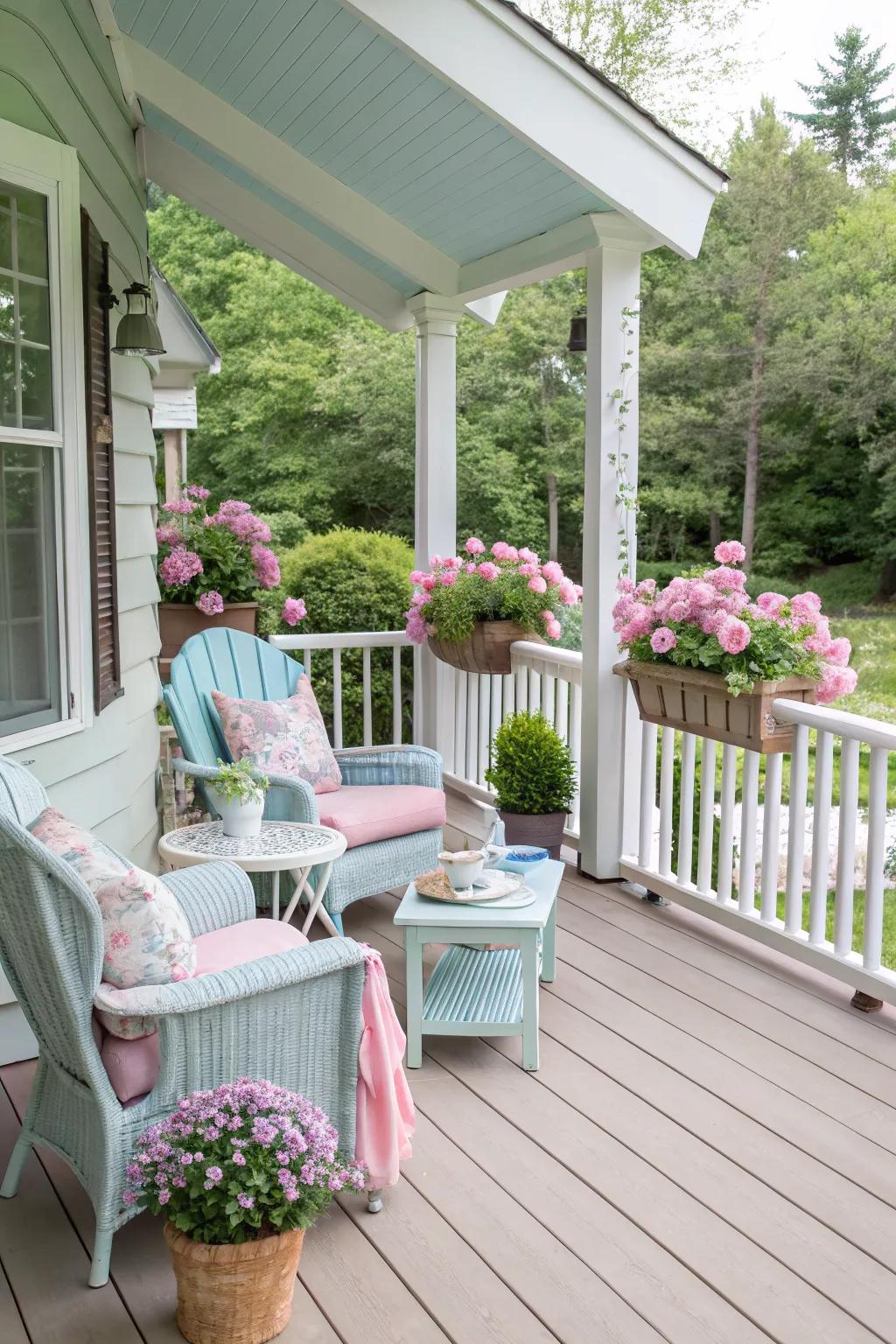 A pastel paradise deck that's perfect for unwinding.