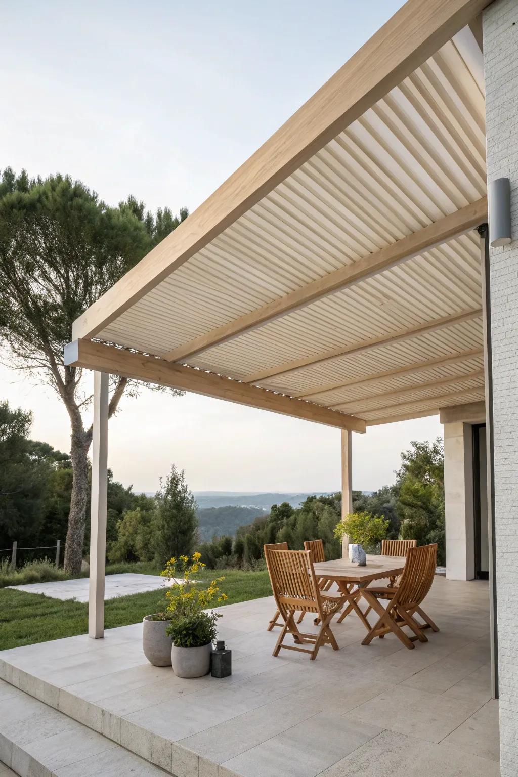 Minimalist designs offer simplicity and elegance in wood patio covers.