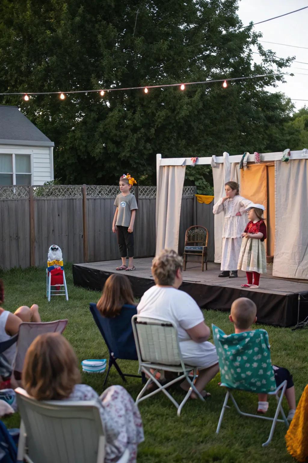 Backyard theater bringing stories to life under the open sky.