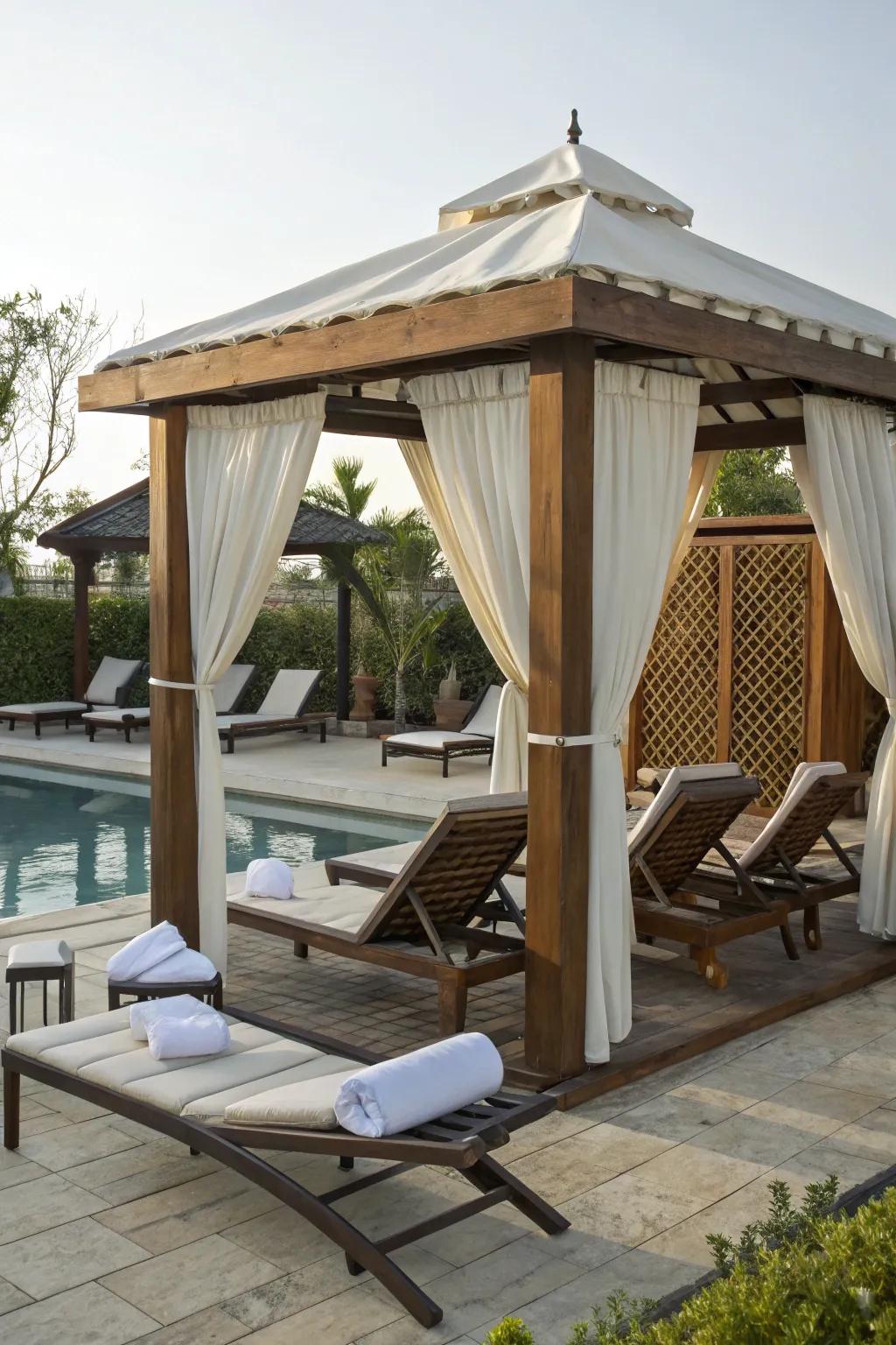 Create a poolside paradise with a stylish 10x10 gazebo.