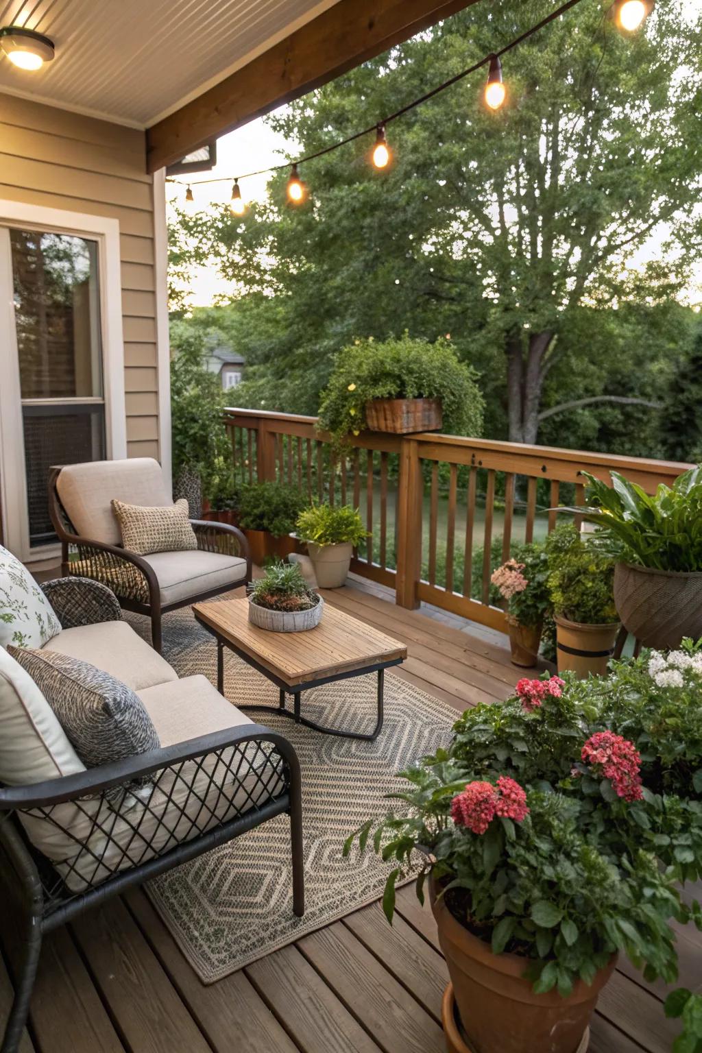 Transform your porch into a cozy outdoor living room.