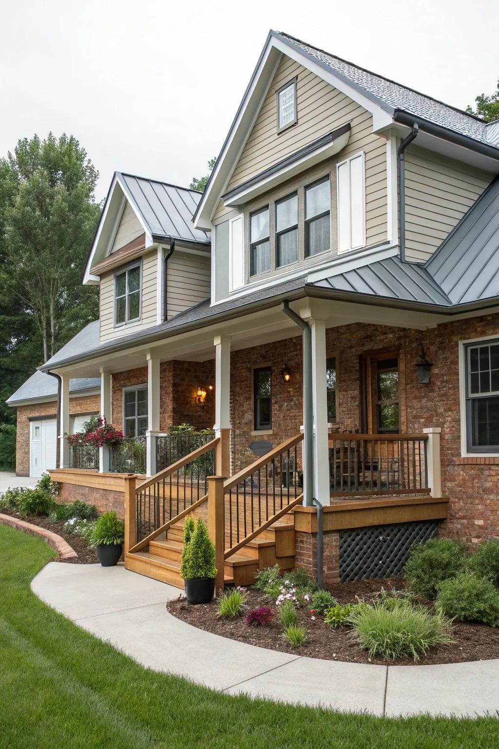 A harmonious blend of traditional and modern elements in a charming exterior.
