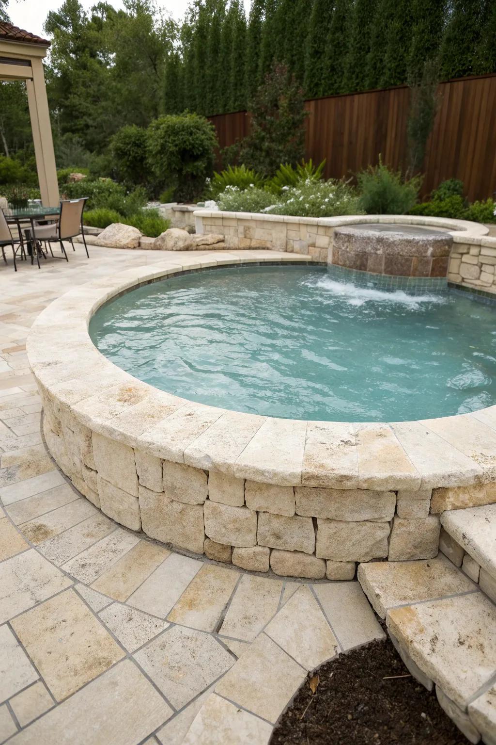Natural stone borders offer a touch of luxury to any pool setting.