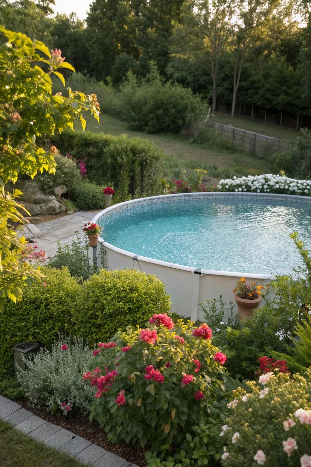Lush greenery enhances the natural beauty of your pool area.