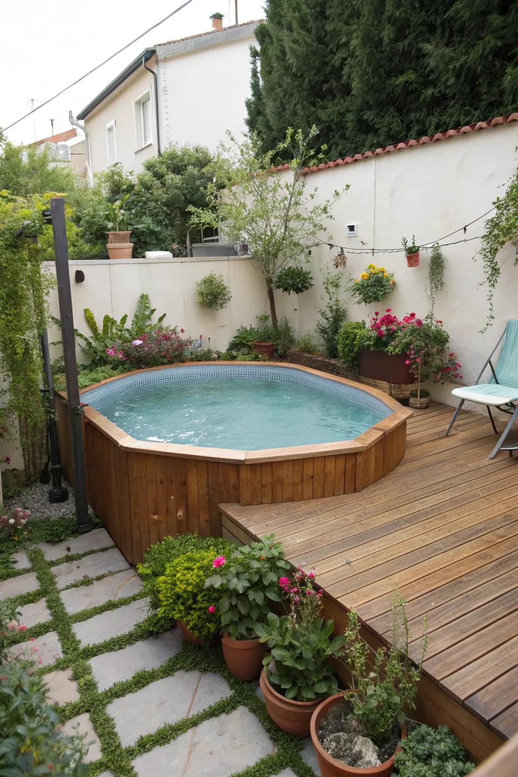 A wooden deck elevates the look and functionality of your pool.