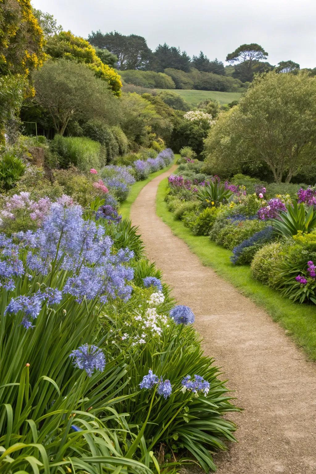 Enhance your pathways with elegant agapanthus edging.