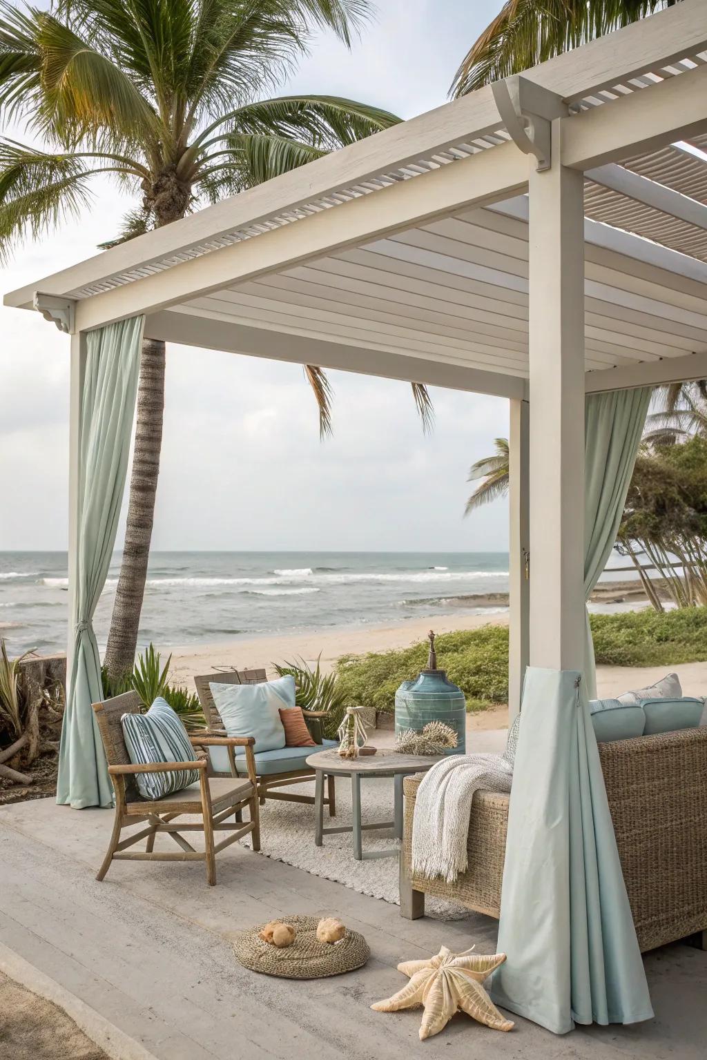 Create a coastal retreat with a light and breezy aluminum patio cover.