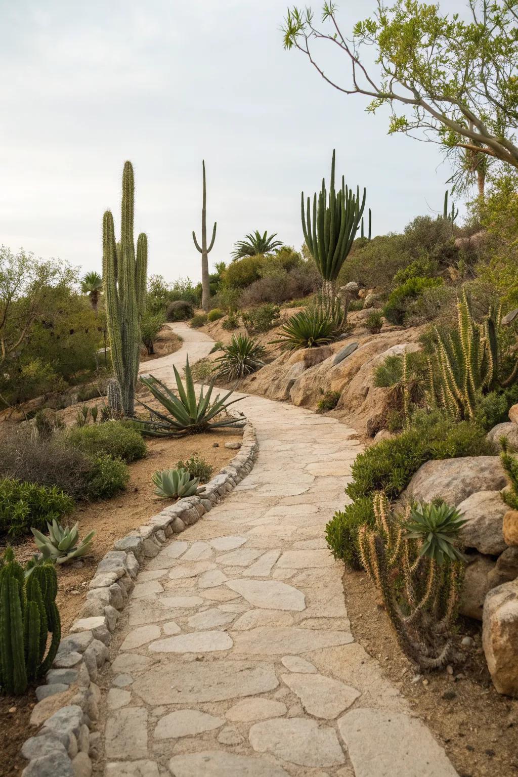 Stone pathways add structure and elegance to your Arizona garden.
