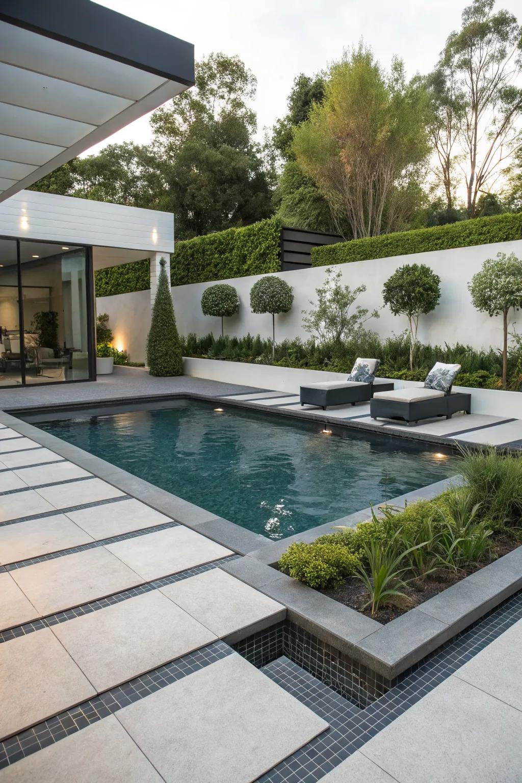 Clean lines and geometric shapes offer a chic, modern look for your pool.