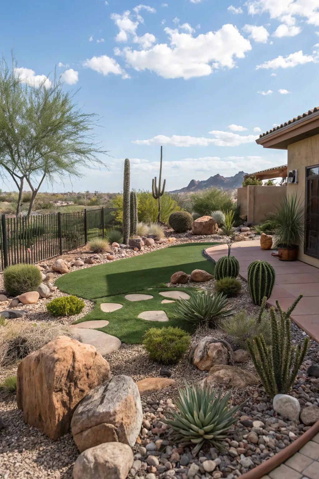 Achieve a lush appearance with low-maintenance artificial turf.