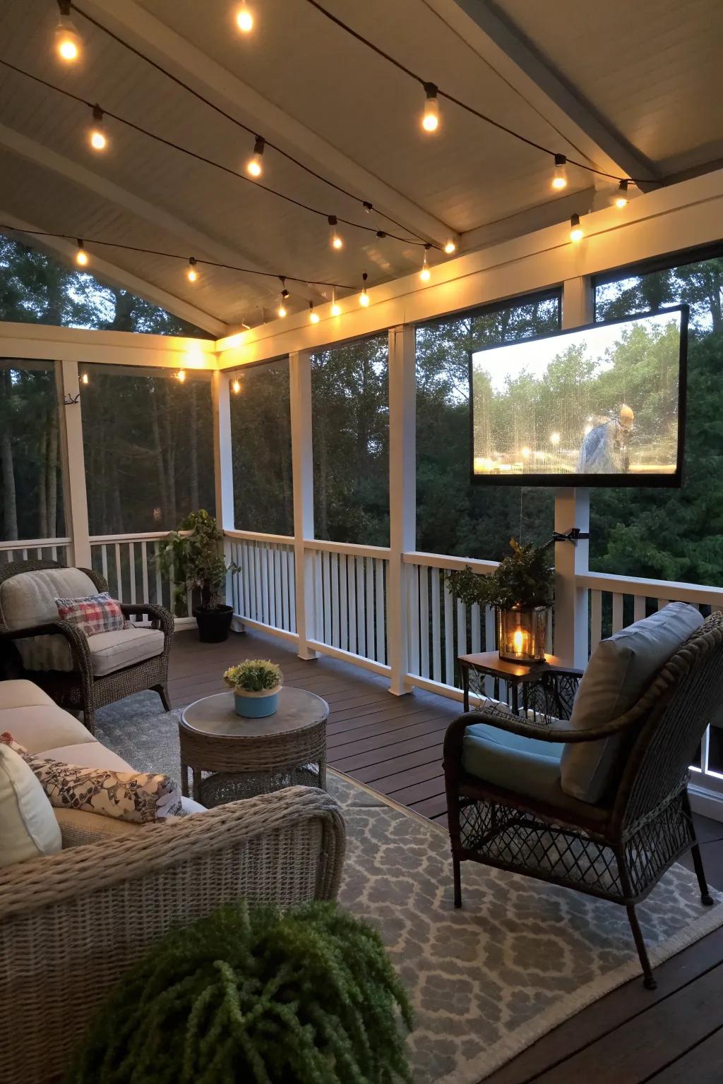Experience a breezy and bug-free retreat with a screened porch.