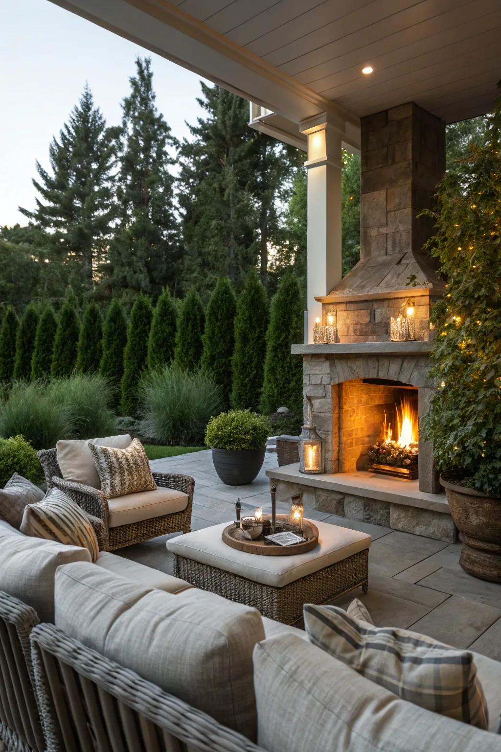 Comfortable outdoor seating perfect for cozy gatherings.