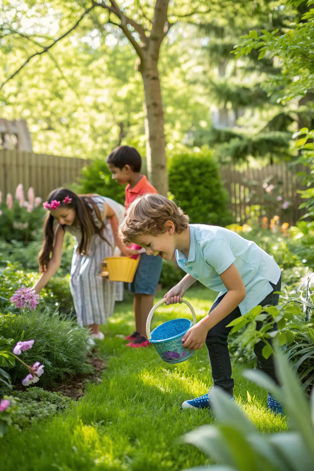 Kids are on a thrilling nature scavenger hunt.