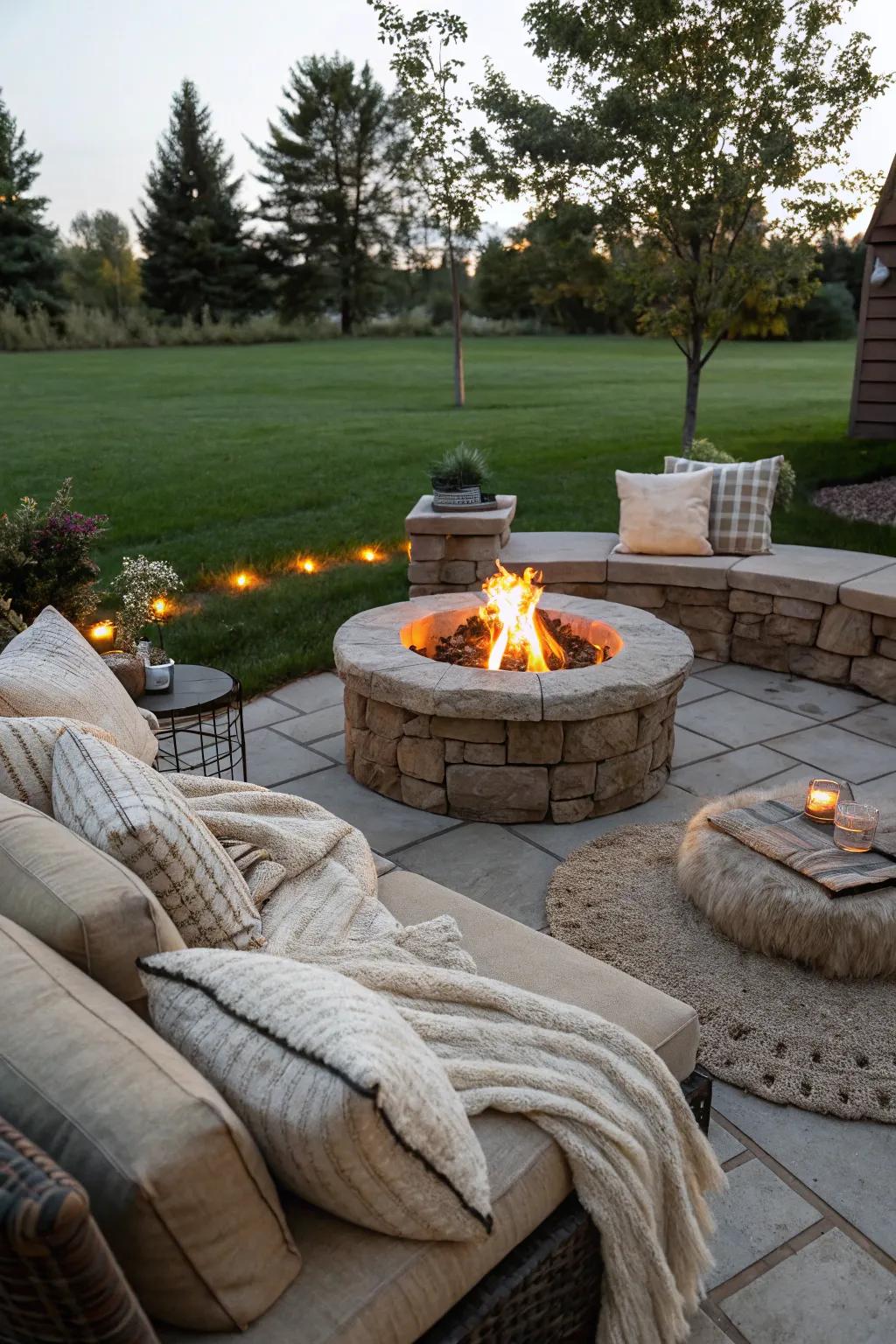 Warm up your evenings with a cozy fire pit.