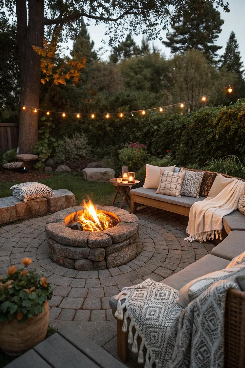 A cozy fire pit makes any evening memorable.