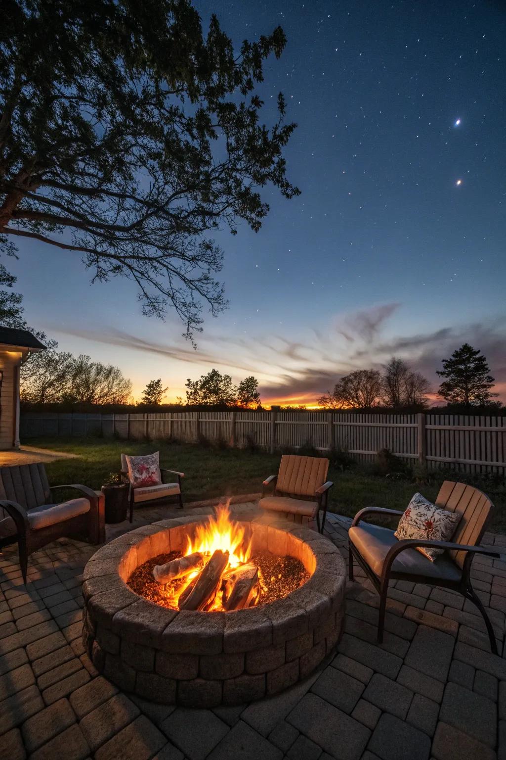 A fire pit creates a warm and inviting focal point for your backyard.