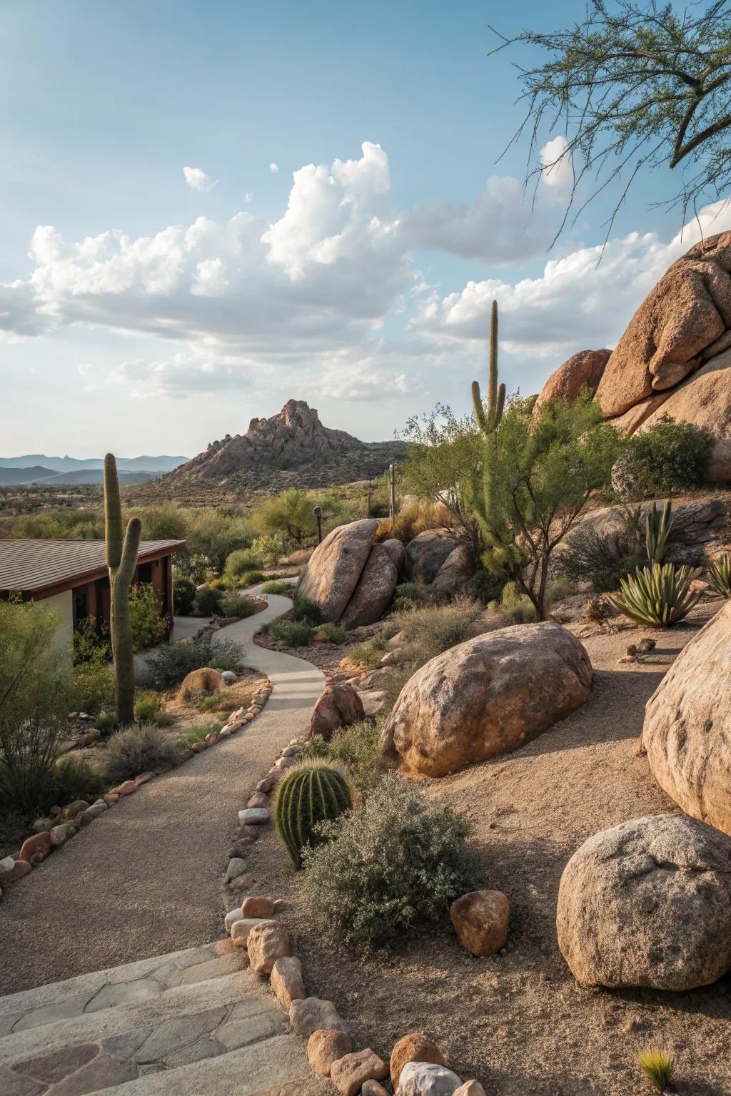 Local rocks and boulders create stunning focal points.