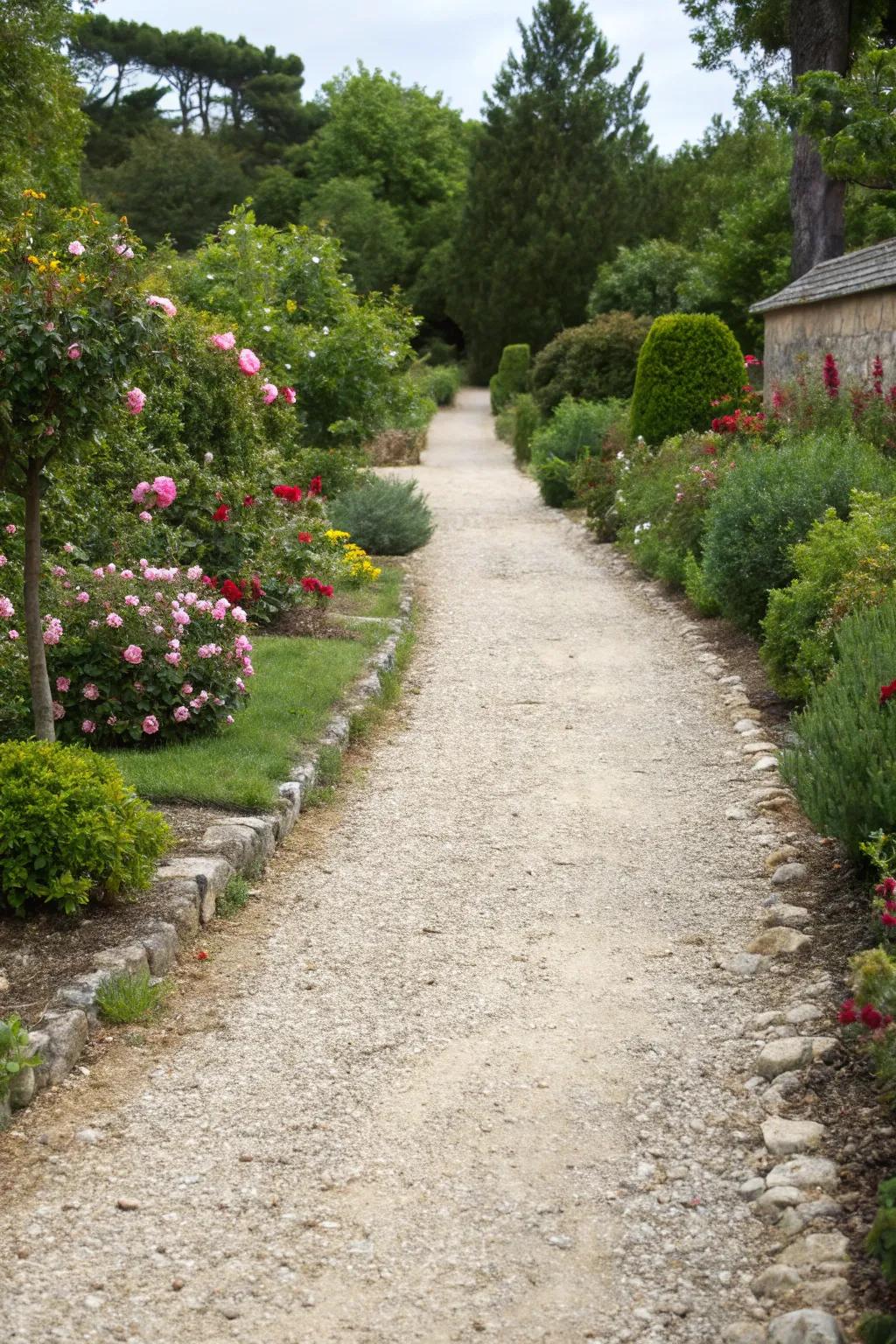 Gravel driveways offer rustic charm and easy maintenance.