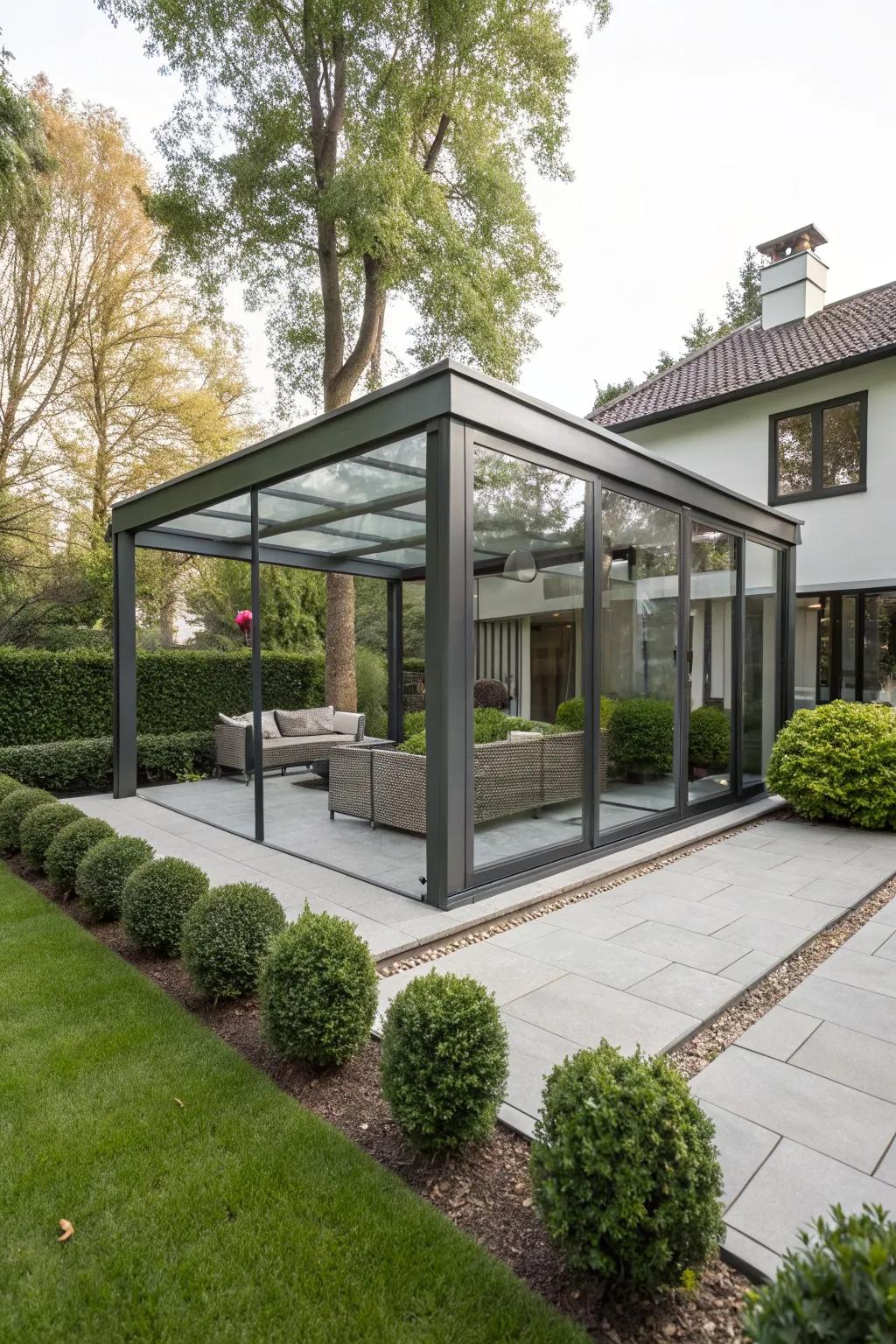 Embrace simplicity with a modern minimalist gazebo.