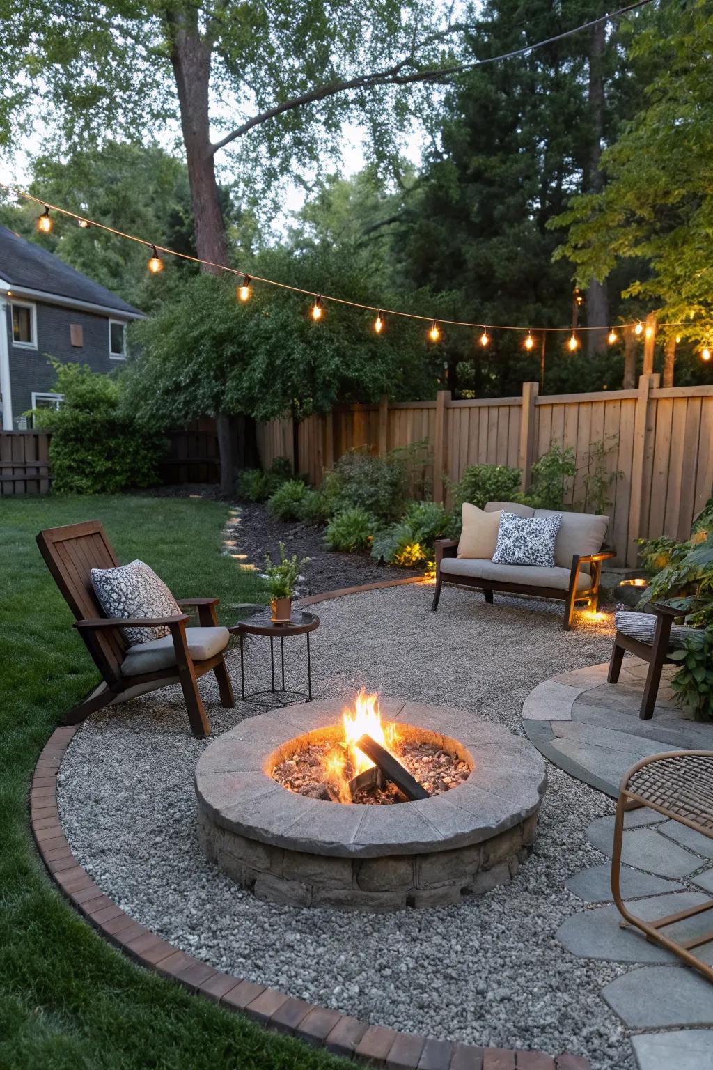 Gather around a cozy fire pit for warmth and ambiance.